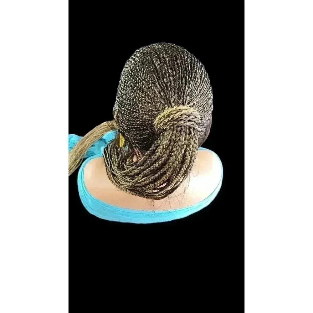 100% Handmade Shuku Style Jumbo Box Braided Lace Wig - Ombre Black, 28" Long NWT - Picture 4 of 15